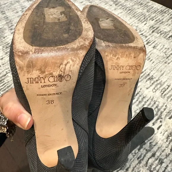 Jimmy Choo Charcoal Over the Knee Boots - Picture 3 of 3